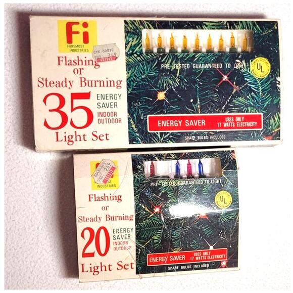 Vtg Foremost Industries 55 Flashing Steady Burning Christmas Lights Non Working? - Picture 1 of 5